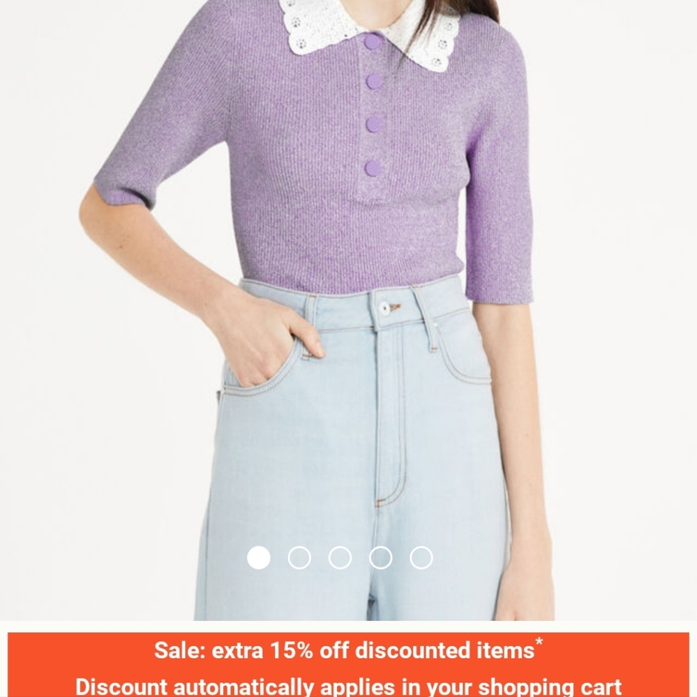 New never worn w/o tag Claidie Pierlot CROCHET COLLAR POLO SHIRT size S (2/4 US)